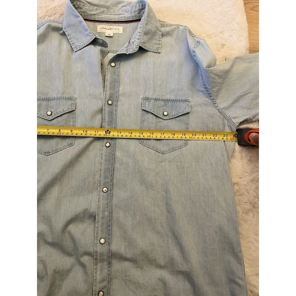 Aeropostale Button Up Long Sleeve Collared Light Denim size XL‎